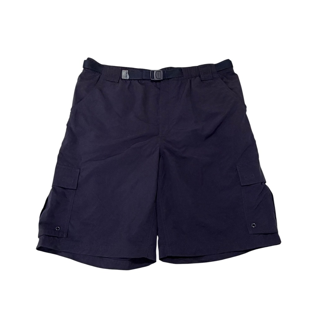 Lands End Mens Cargo Swim Trunks Blue Mesh Lined Belted Size XL 40-42 Swimwear